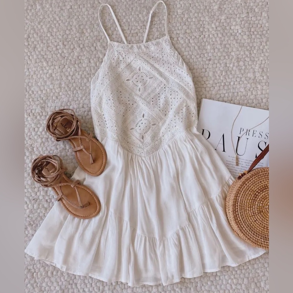 NWT Lulu's White Halter Mini Sundress
